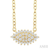 1/6 ctw Petite East-West Set Marquise Shape Round Cut Diamond Cluster Fashion Pendant With Chain in 10K Yellow Gold