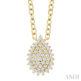 1/6 ctw Petite Pear Shape Round Cut Diamond Cluster Fashion Pendant With Chain in 10K Yellow Gold