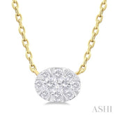 1/10 ctw Lovebright Petite East-West Set Oval Shape Round Cut Diamond Fashion Pendant With Chain in 10K Yellow Gold
