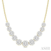 1 1/2 ctw Round Cut Lovebright Diamond Necklace in 14K Yellow and White Gold
