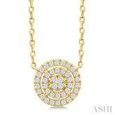 1/6 ctw Double Halo Round Shape Petite Round Cut Diamond Fashion Pendant With Chain in 10K Yellow Gold