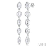 1 ctw Bezel Set Mixed Diamond Cut Fashion Earring in 14K White Gold