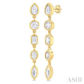 1 ctw Bezel Set Mixed Diamond Cut Fashion Earring in 14K Yellow Gold