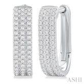 1/3 ctw Triple Row Round Cut Diamond Hoop Earring in 10K White Gold