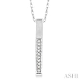 1/10 ctw Round Cut Diamond Stick Pendant in 10K White Gold with Chain
