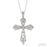 1/20 ctw Single Cut Diamond Cross Pendant in Sterling Silver with Chain