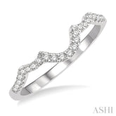 1/6 ctw Curved Round Cut Diamond Wedding Band in 14K White Gold