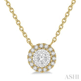 1/6 ctw Circular Round Cut Diamond Lovebright Pendant With Chain in 14K Yellow and White Gold