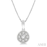 1/3 ctw Round Cut Diamond Cluster Circular Pendant With Chain in 14K White Gold