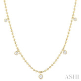 3/4 ctw Bezel Set Round Cut Diamond Ball Bead Chain Station Necklace in 14K Yellow Gold