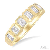 1 1/2 ctw 7-Stone Bezel Set Emerald Cut Diamond Fashion Band in 14K Yellow Gold