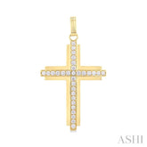 2.00 ctw Round Cut Diamond Cross Pendant in 14K Yellow Gold