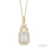 5/8 ctw Fusion Baguette and Round Cut Diamond Fashion Pendant With Chain in 14K Yellow and White Gold