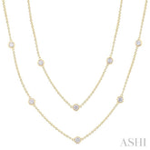 2.00 ctw Bezel Set Round Cut Diamond Station Long Necklace in 14K Yellow Gold