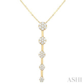 1/2 ctw Vertical Bar Graduated Circular Motif Round Cut Diamond Fashion Necklace in 10K Yellow Gold