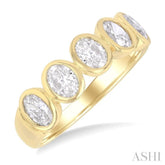 2.00 ctw 5-Stone Bezel Set Oval Cut Diamond Fashion Band in 14K Yellow Gold