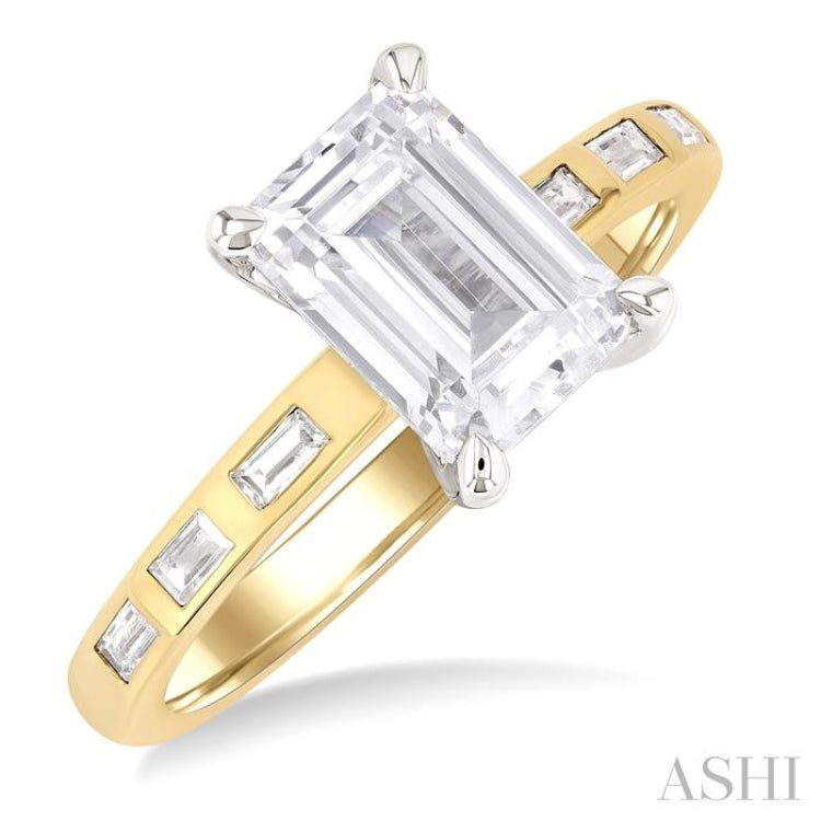 1/4 ctw Akari Emerald Shape Baguette and Round Cut Diamond Semi Mount Engagement Ring in 14K Yellow and White Gold 1/4 ctw Akari Emerald Shape Baguette and Round Cut Diamond Semi Mount Engagement Ring in 14K Yellow and White Gold