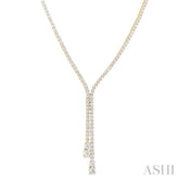 6 1/2 ctw Y-Split Round Cut Diamond Lariat Necklace in 14K Yellow Gold