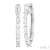 1/6 ctw Petite Shared Prong Round Cut Diamond Hoop Earring in Sterling Silver