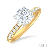 1/3 ctw Circular Shape Round Cut Diamond Semi Mount Engagement Ring in 14K Yellow and White Gold