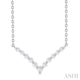 1/8 ctw Petite Chevron Round Cut Diamond Pendant With Chain in Sterling Silver