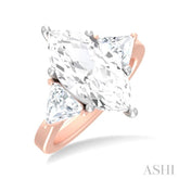 1 ctw Marquise Shape Trillion and Round Cut Diamond Semi Mount Engagement Ring in 14K Rose and White Gold