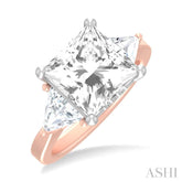 1 ctw Princess Shape Trillion Cut & Round Cut Diamond Semi Mount Engagement Ring in 14K Rose and White Gold