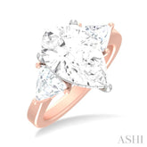 1 ctw Pear Shape Trillion Cut & Round Cut Diamond Semi Mount Engagement Ring in 14K Rose and White Gold
