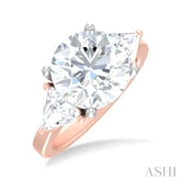 1 ctw Circualar Shape Trillion and Round Cut Diamond Semi Mount Engagement Ring in 14K Rose and White Gold