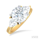 1 ctw Circualar Shape Trillion and Round Cut Diamond Semi Mount Engagement Ring in 14K Yellow and White Gold
