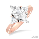 1/2 ctw Marquise Shape Trillion and Round Cut Diamond Semi Mount Engagement Ring in 14K Rose and White Gold