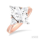 1/2 ctw Marquise Shape Trillion and Round Cut Diamond Semi Mount Engagement Ring in 14K Rose and White Gold
