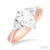 1/2 ctw Pear Shape Trillion Cut & Round Cut Diamond Semi Mount Engagement Ring in 14K Rose and White Gold