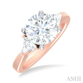 1/2 ctw Circualar Shape Trillion and Round Cut Diamond Semi Mount Engagement Ring in 14K Rose and White Gold