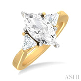 1/2 ctw Marquise Shape Trillion and Round Cut Diamond Semi Mount Engagement Ring in 14K Yellow and White Gold