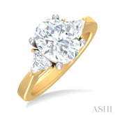 1/2 ctw Oval Shape Trillion Cut & Round Cut Diamond Semi Mount Engagement Ring in 14K Yellow and White Gold