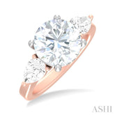 1 ctw Tri-Mount Circular Shape Center Pear and Round Cut Diamond Semi Mount Engagement Ring in 14K Rose and White Gold