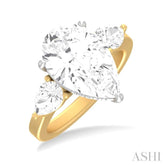 1 ctw Tri-Mount Centerpiece Pear and Round Cut Diamond Semi Mount Engagement Ring in 14K Yellow and White Gold