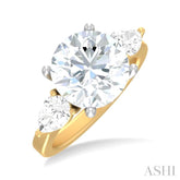 1 ctw Tri-Mount Circular Shape Center Pear and Round Cut Diamond Semi Mount Engagement Ring in 14K Yellow and White Gold