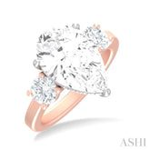 1 ctw Tri-Mount Pear Shape Round Cut Diamond Semi Mount Engagement Ring in 14K Rose and White Gold
