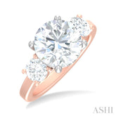 1 ctw Tri-Mount Past, Present and Future Round Cut Diamond Semi Mount Engagement Ring in 14K Rose and White Gold