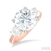 1 ctw Tri-Mount Past, Present and Future Round Cut Diamond Semi Mount Engagement Ring in 14K Rose and White Gold