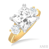 1 ctw Tri-Mount Princess Shape Round Cut Diamond Semi Mount Engagement Ring in 14K Yellow and White Gold