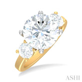 1 ctw Tri-Mount Past, Present and Future Round Cut Diamond Semi Mount Engagement Ring in 14K Yellow and White Gold