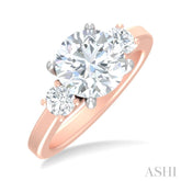 1/2 ctw Tri-Mount Past, Present and Future Round Cut Diamond Semi Mount Engagement Ring in 14K Rose and White Gold