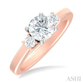 1/4 ctw Tri-Mount Past, Present and Future Round Cut Diamond Semi Mount Engagement Ring in 14K Rose and White Gold