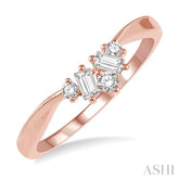 1/5 ctw Chevron Baguette and Round Cut Diamond Band in 14K Rose Gold
