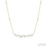 1 1/10 ctw Mixed Diamond Cut Fashion Station Necklace in 14K Yellow Gold