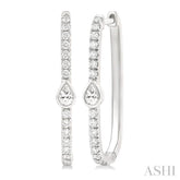 3/8 ctw Pear and Round Cut Diamond Rectangular Fashion Hoop Earrings in 14K White Gold