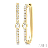 3/8 ctw Pear and Round Cut Diamond Rectangular Fashion Hoop Earrings in 14K Yellow Gold